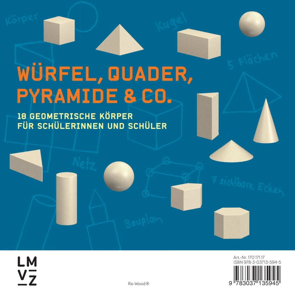 Würfel, Quader, Pyramide & Co. Set mit 18 geometrischen Körpern