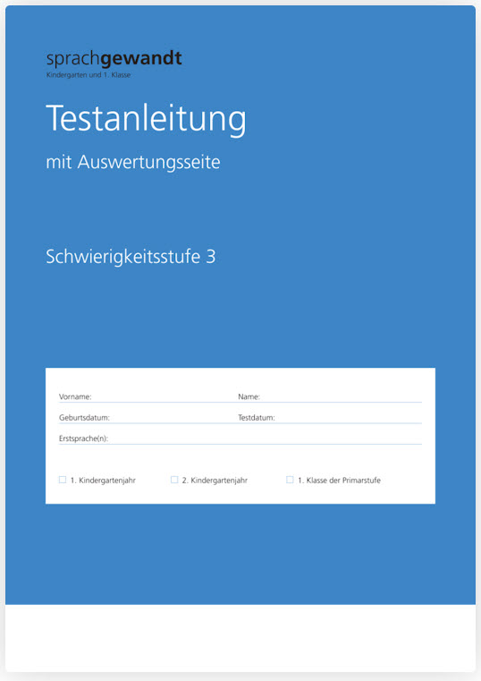 sprachgewandt KG und 1. Klasse Testanleitung Stufe 3 (10 Stück)