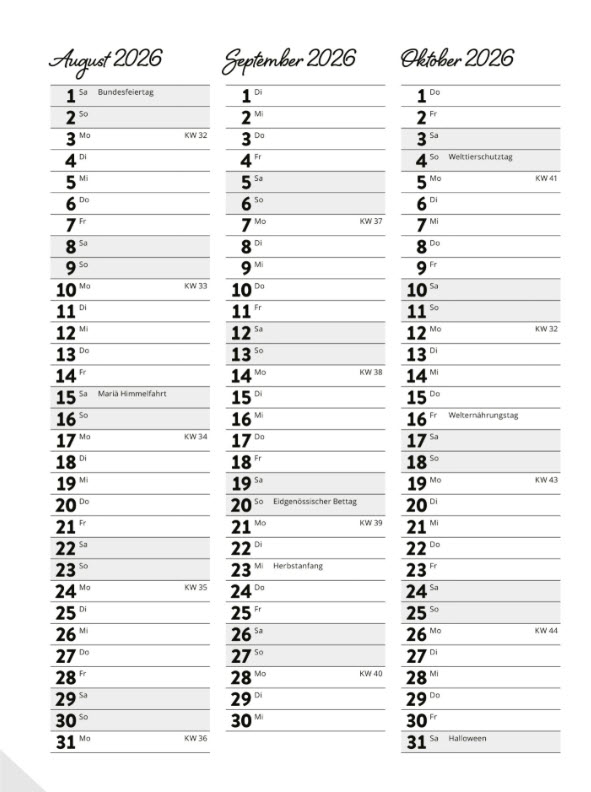 Vorbereitungsbuch Spiralbindung Schuljahr 2026/2027