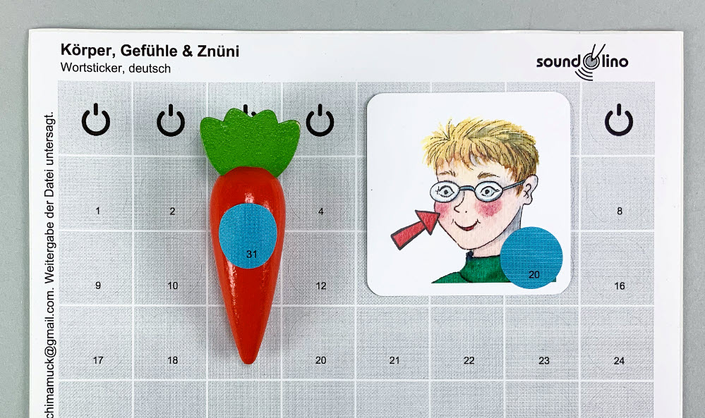 Soundolino Stickerbogen zu Set 2 Körper, Gefühle & Znüni
